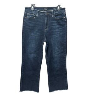 Judy Blue Jeans Womens 11 30 Blue Wide Leg Crop Fray Hem Stretch Denim #V13-4